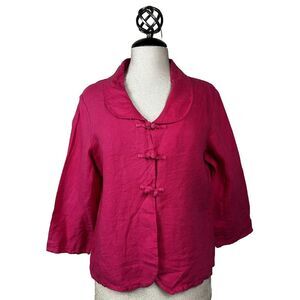 Willow Linen Jacket Button Up Pink Made‎ In USA Sz S